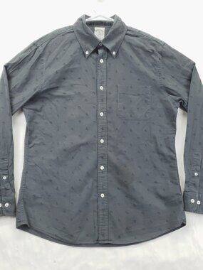 Brooks Brothers Regent Shirt Mens Medium Gray Paisley Long Sleeve Button-Down